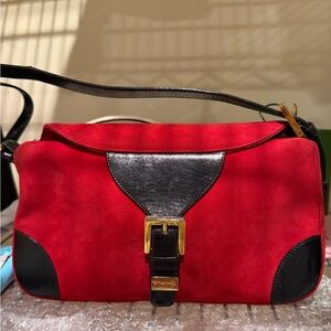 St. John suede and leather bag baguette shoulder bag made in Italy